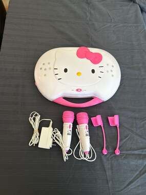 Hello Kitty KT2003B Portable CD Karaoke System with 2 Microphones and Power Adap